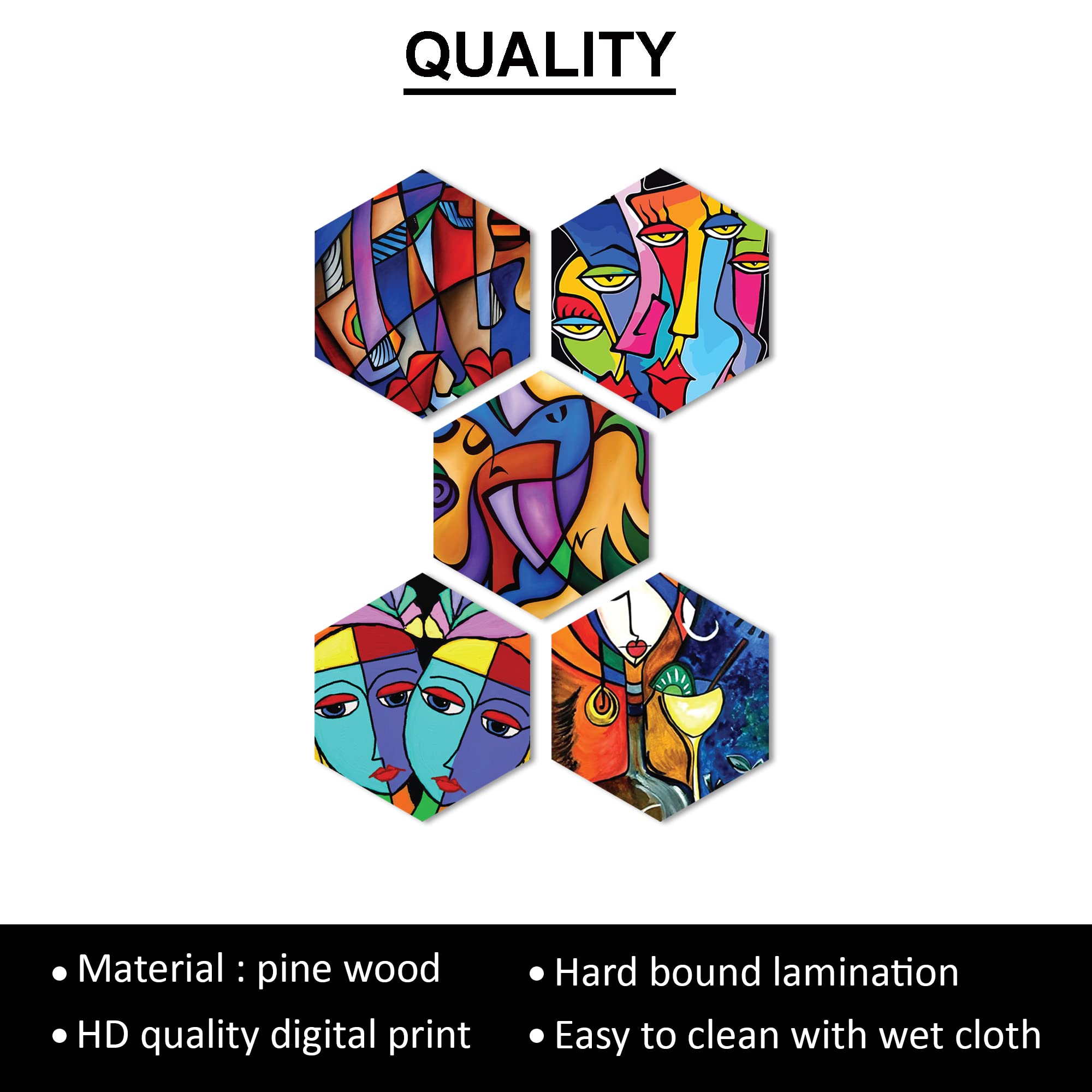 Rag28 Wooden Wall Decor Set Of 5 | Home Decor Items | Wall Decor -Spx-10